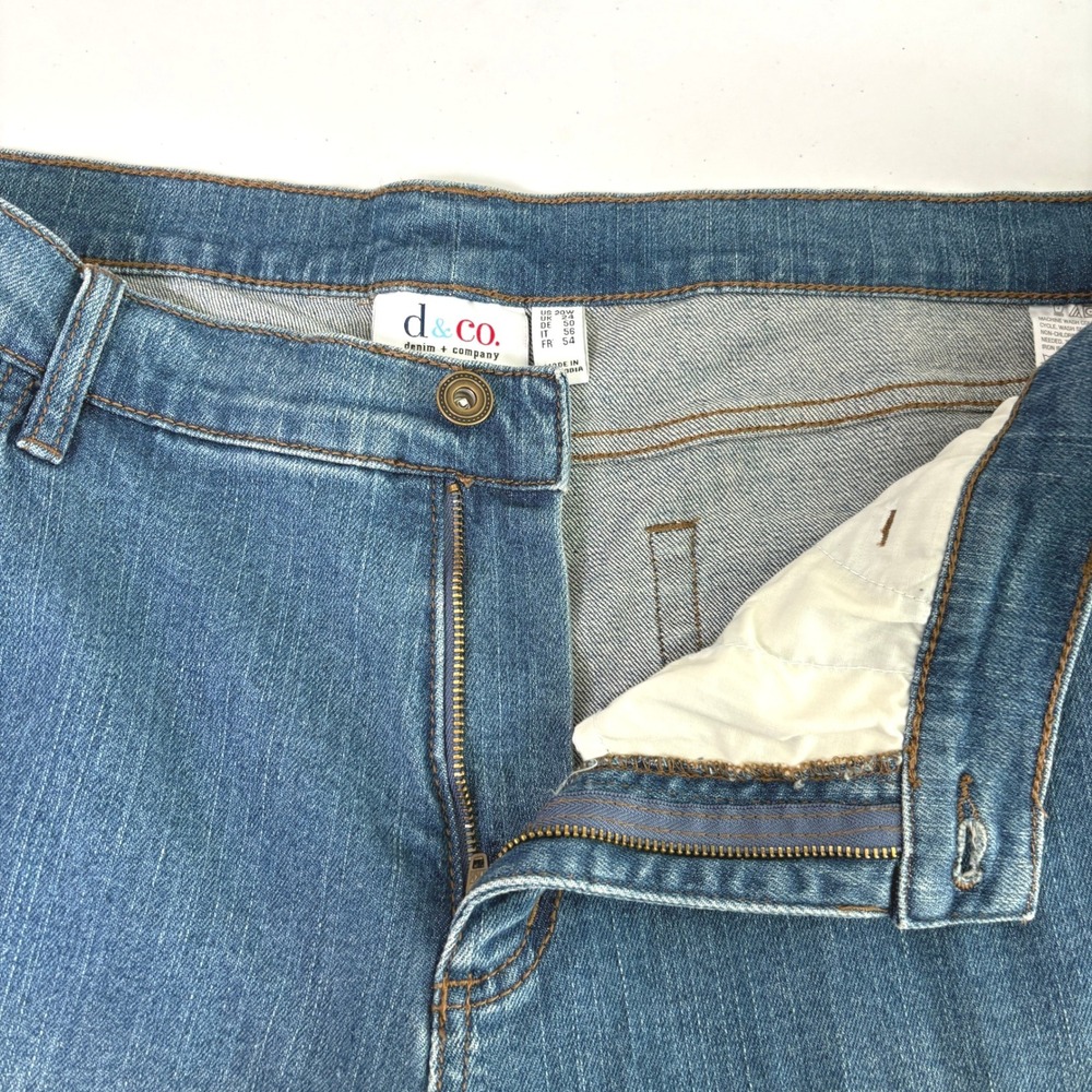 Denim & Co Jeans Womens 20W Blue Distressed Straight Leg Medium Wash A279891 - Picture 3 of 11